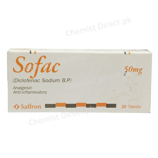 Sofac 50mg Tablet Diclofenac Sodium Saffron Pharmaceuticals Nsaid
