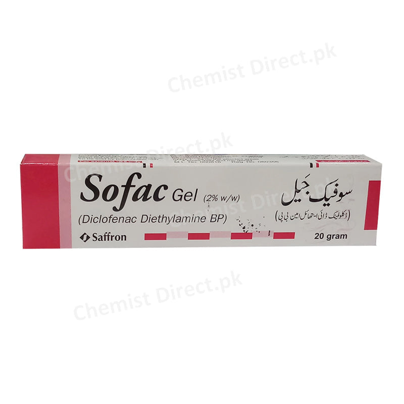 Sofac Gel 2% 20gm Diclofenac Sodium Saffron Pharmaceuticals Nsaid