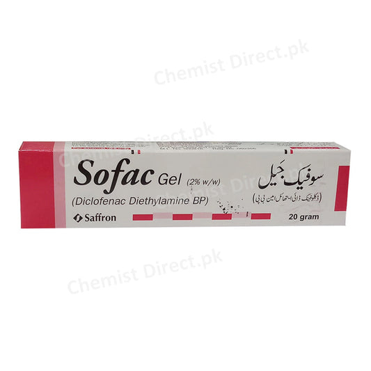 Sofac Gel 2% 20gm Diclofenac Sodium Saffron Pharmaceuticals Nsaid