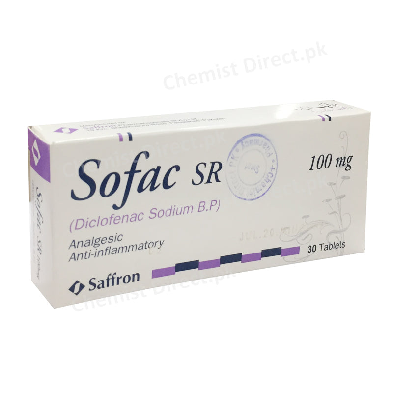 Sofac SR 100mg Tablet Diclofenac Sodium Saffron Pharmaceuticals Nsaid