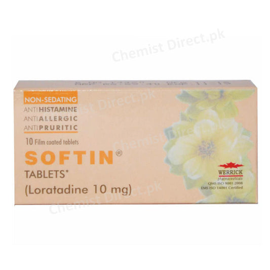 Softin 10mg Tablet Loratadine Anti-Histamine Werrick Pharmaceuticals