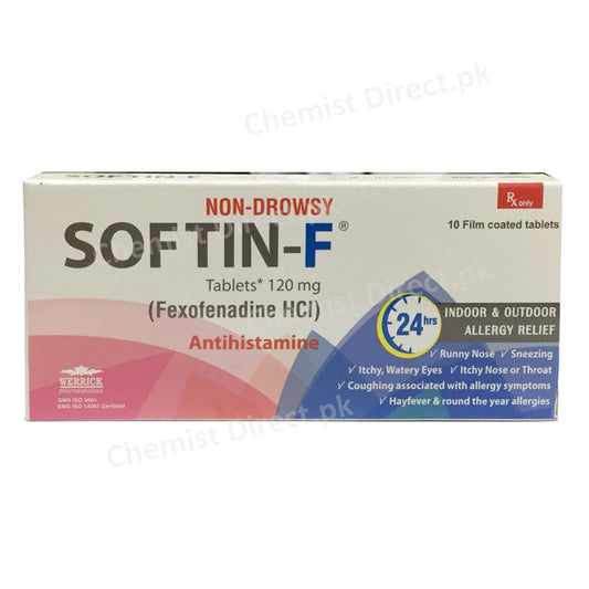 Softin-F 120mg Tablet Anti-Histamine Fexofenadine HCl Werrick Pharma