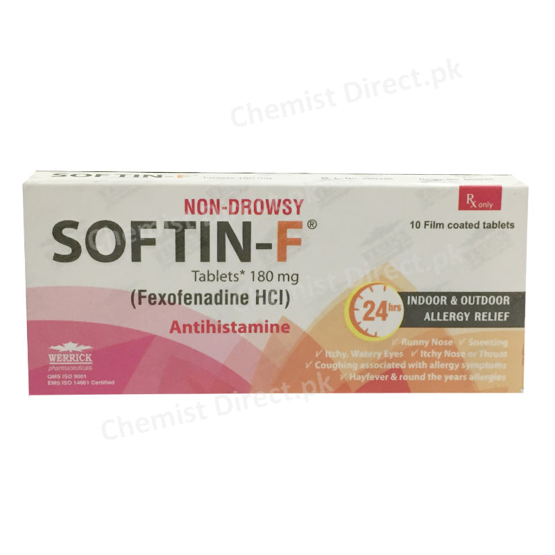 Softin-F 180mg Tablet Anti-Histamine Fexofenadine HCl Werrick Pharma