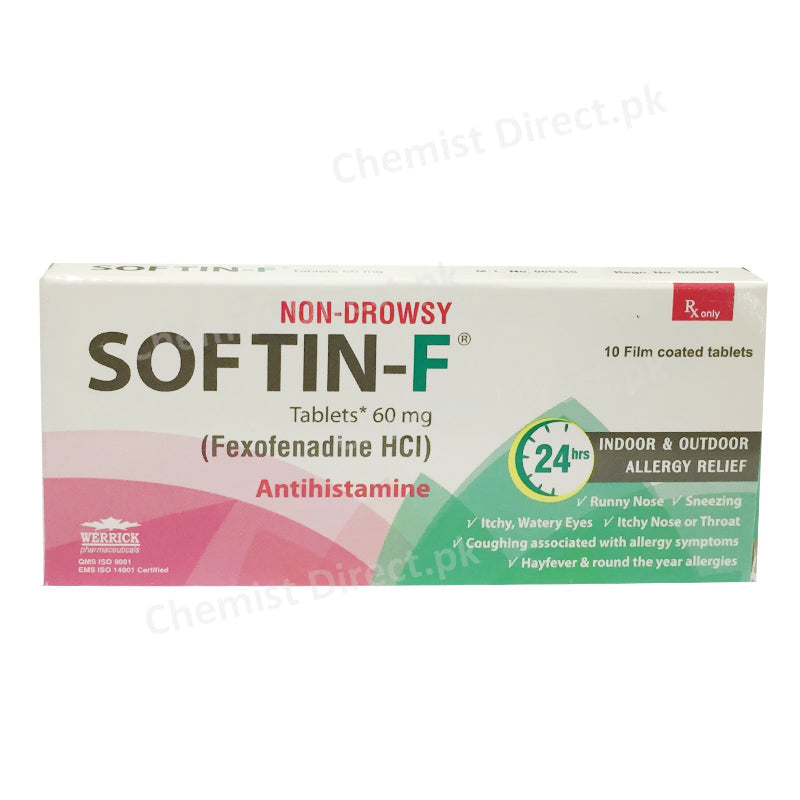 Softin-F 60mg Tablet Anti-Histamine Fexofenadine HCl Werrick Pharma