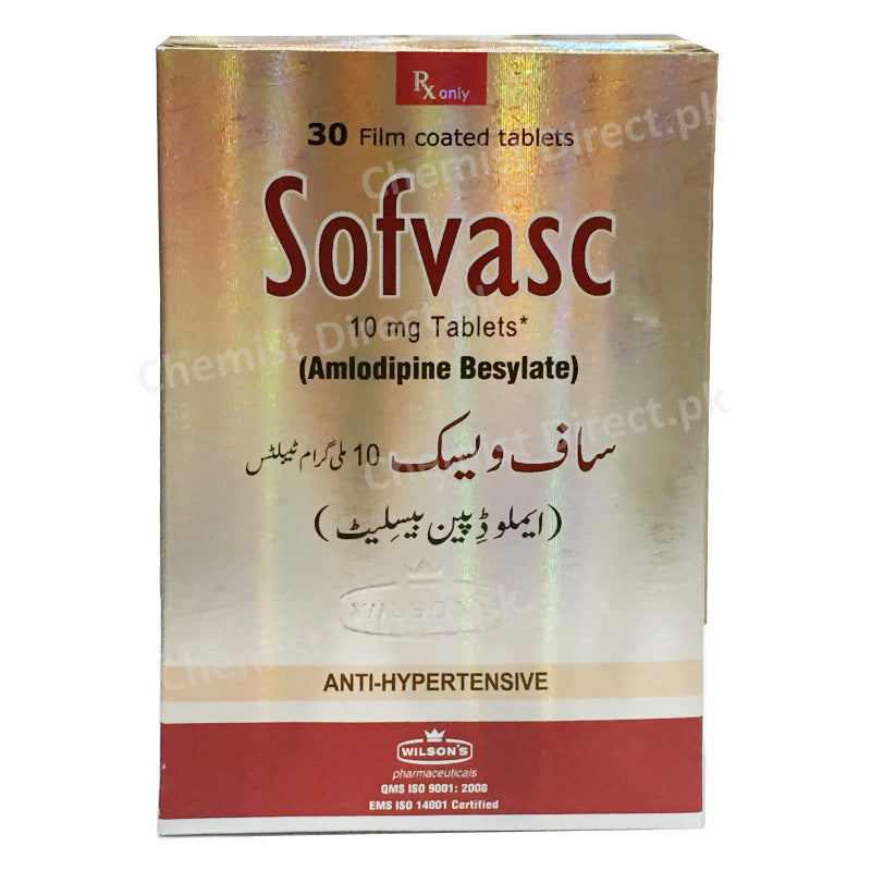 Sofvasc 10mgTablet Wilson s Pharmaceuticals Anti Hypertensive Amlodipine as Besylate 10mg