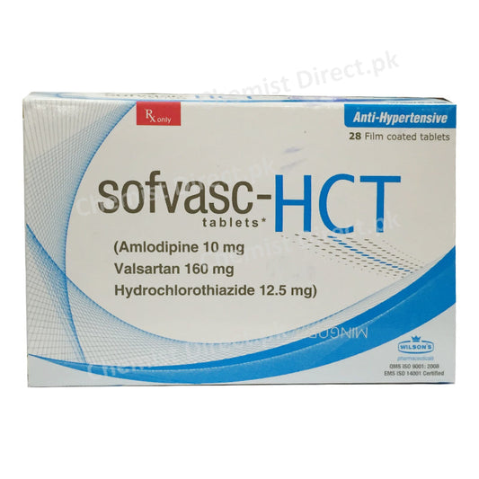 Sofvasc HCT 10 160 12.5mg Tablet Wilson_s Pvt Ltd Anti Hypertensive Amlodipine 10mg_ Valsartan 160mg_ Hydrochlorothiazide 12.5mg
