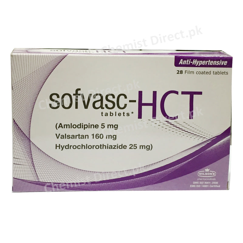 Sofvasc HCT 5 160 25mg Wilson_s Pvt Ltd Anti Hypertensive Amlodipine 5mg_ Valsartan 160mg_ 25mg