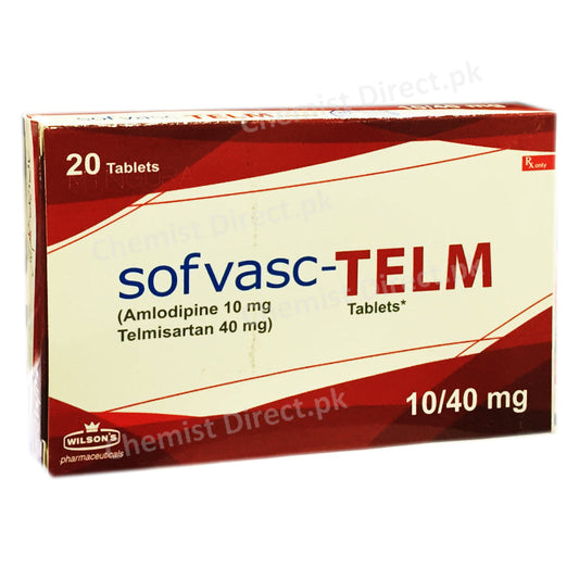     Sofvasc Telm 10 40mg Tablet Wilson Pharma Amlodipine 10mg Telmisartan 40mg
