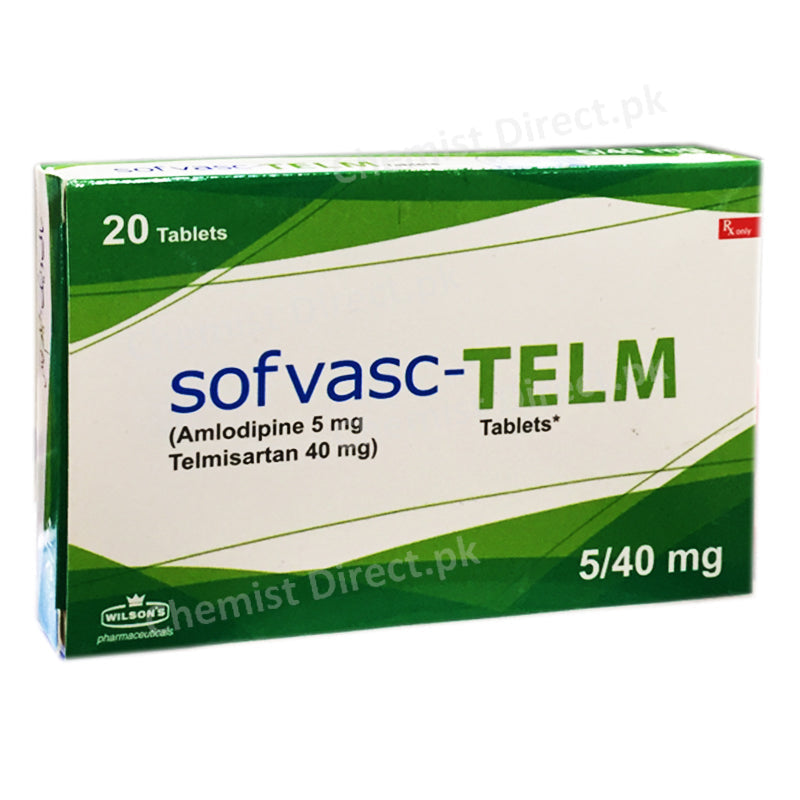     Sofvasc Telm 5 40mg Tablet Wilson Pharma Amlodipine 5mg Telmisartan 40mg.