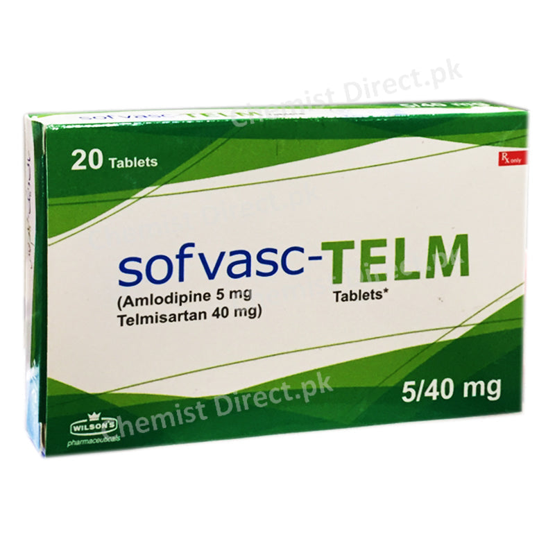     Sofvasc Telm 5 40mg Tablet Wilson Pharma Amlodipine 5mg Telmisartan 40mg.