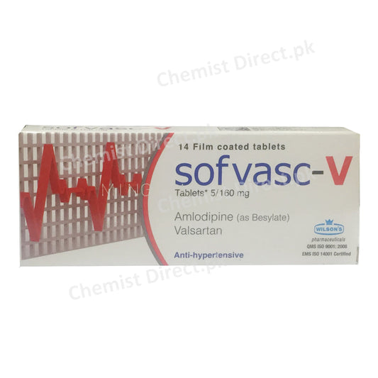 Sofvasc V 5 160mg Tablet Wilsons Pharmaceuticals Anti Hypertensive Amlodipine Besylate 5mg_ Valsartan 160mg