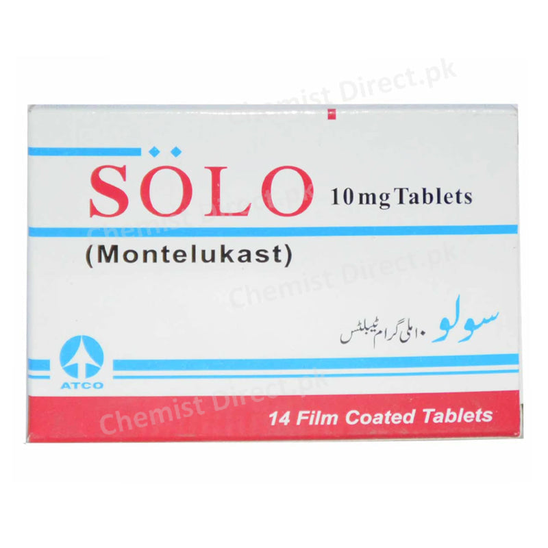 Solo 10mg Tablet Atco Laboratories Pvt_ Ltd Anti Leukotriene MontelukastSodium