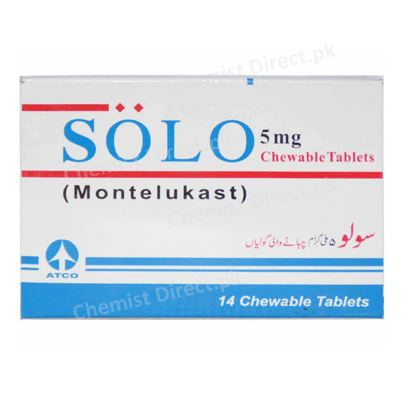 Solo 5mg Chewable Tablet Atco Laboratories Pvt_ Ltd Anti Leukotriene MontelukastSodium