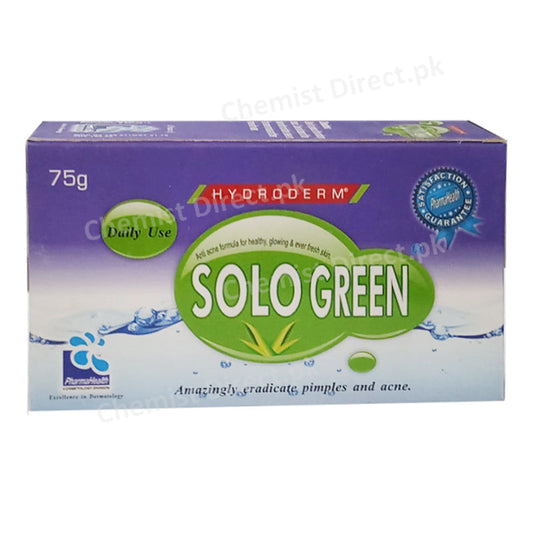 Solo Green Bar 75g Pharma Health Skin Care Preparations Glycerin Enriched and Aloe vera Based soap for all types of dry skin