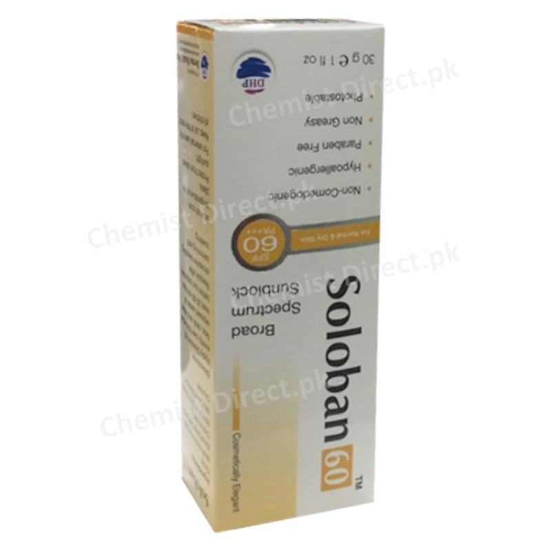 Soloban spf 60 PA+++ 30g sun block derma health pak