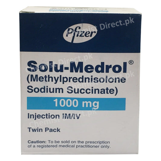 Solu Medrol 1000mg  Injection Pfizer Pakistan Corticosteroids  Methyl Prednisolone Sodium Succinate 1000mg