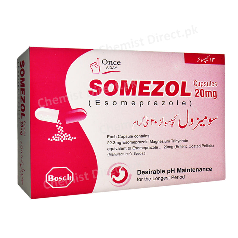 Somezol 20mg Capsule Esomeprazole Anti-Ulcerant Bosch Pharma