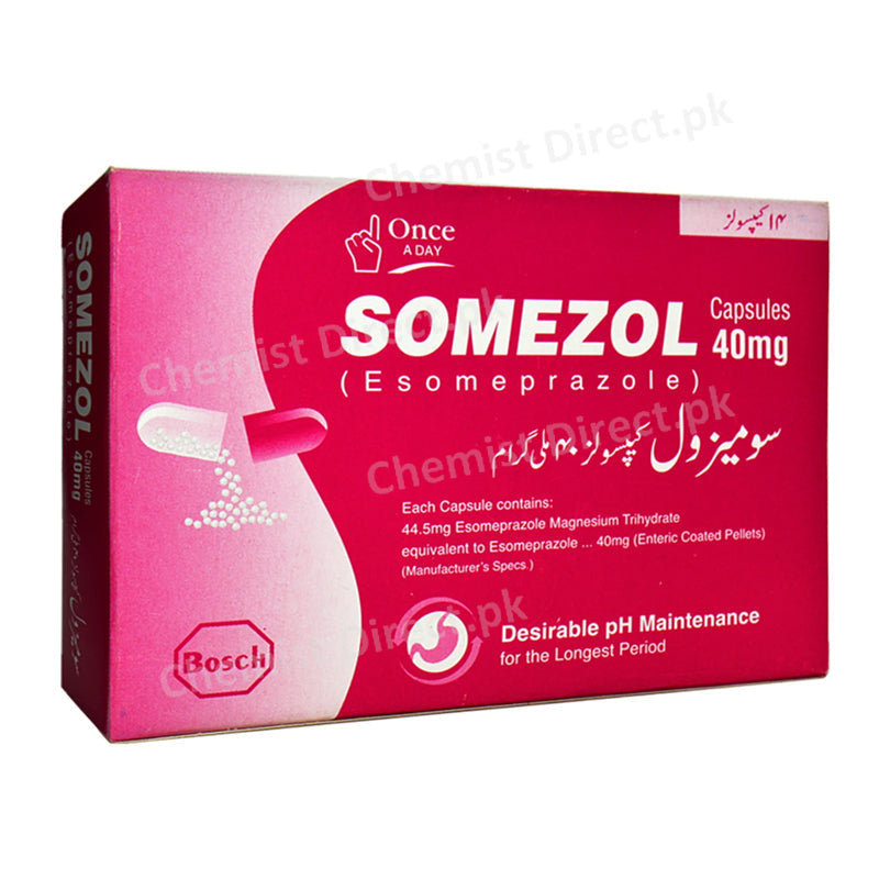 Somezol 40mg Capsule Esomeprazole Anti-Ulcerant Bosch pharma