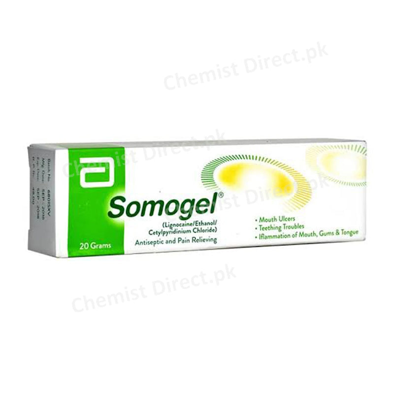 Somogel Gel 20g Lignocaine Ethanol Cetylpyridinium chloride Abbott laboratories