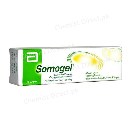 Somogel Gel 20g Lignocaine Ethanol Cetylpyridinium chloride Abbott laboratories