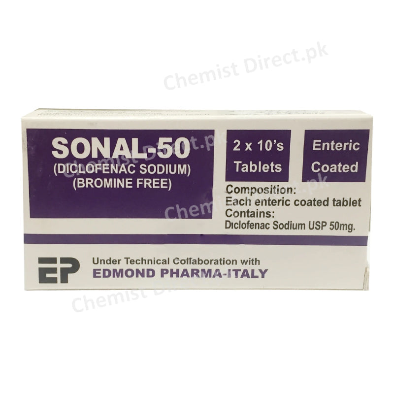 Sonal-50mg Tablet Diclofenac Sodium Nsaid Edmond Pharma