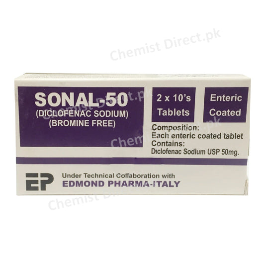 Sonal-50mg Tablet Diclofenac Sodium Nsaid Edmond Pharma