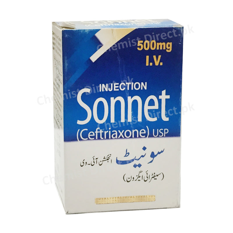 Sonnet 500mg injection IV Ceftriaxone Antibiotic Saffron Pharmaceuticals