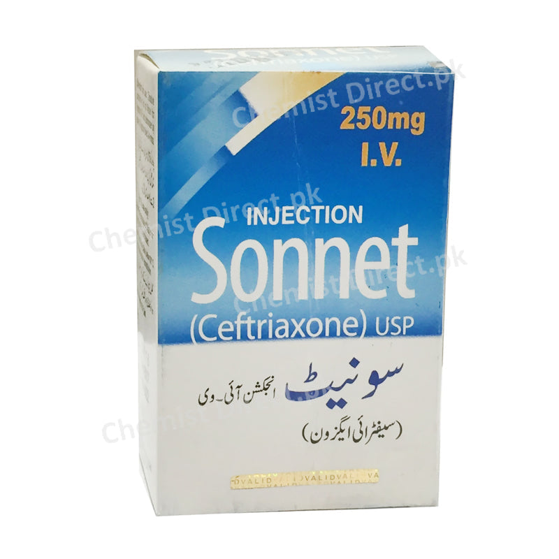 Sonnet 250mg injection IV Ceftriaxone Antibiotic Saffron Pharmaceuticals