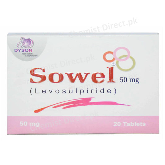 Sowel 50mg Tablet Levosulpiride Gastroprokinetic/Psychosis Dyson Research Laborstories
