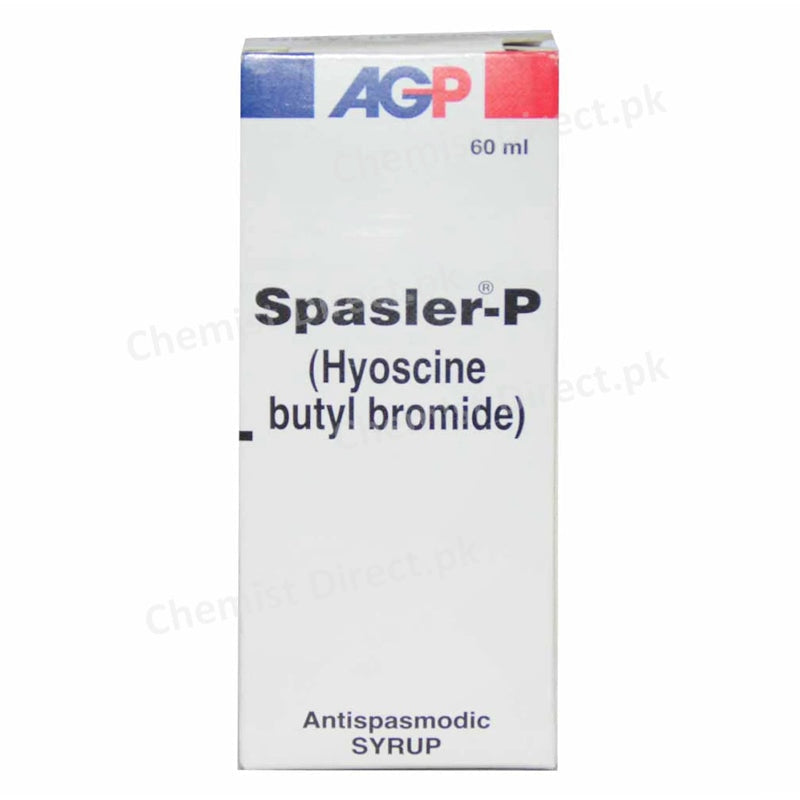 Spasler P 60ml Syrup AGP Pvt_ Ltd Anti spasmodic and Anti cholinergic Hyoscine Butyl Bromide