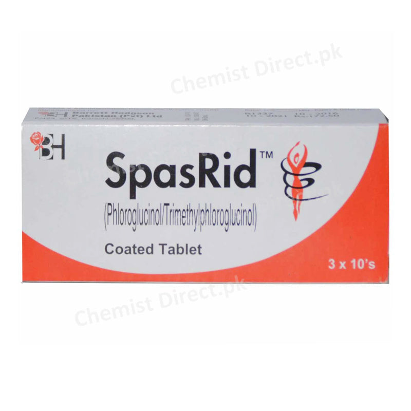 Spasrid Tablet Barrett Hodgson Pakistan Pvt_ Ltd Anti Spasmodic Phloroglucinol 40mg_ Trimethylphloroglucinol 0.04mg