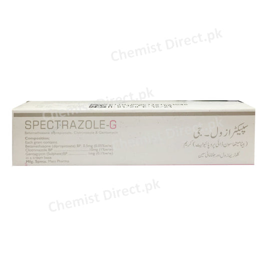 Spectrazole G 10G Cream PHARMA HEALTH PAKISTAN PV ._ LTD Anti Bacterial_Anti Fungal_Corticosteroid Betamethasone Dipropionate 0.05_ Clotrimazole 1_ Gentamicin Sulphate 0.1