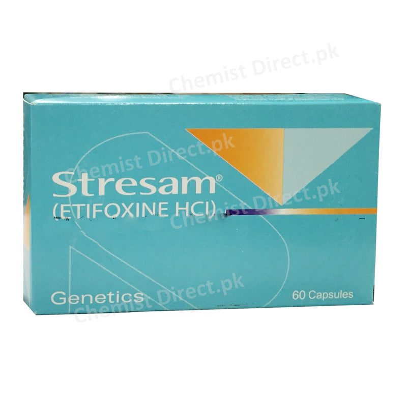 Stresam 50mg Capsule Etifoxine HCl Tranquilizer Genetics Pharmaceuticals