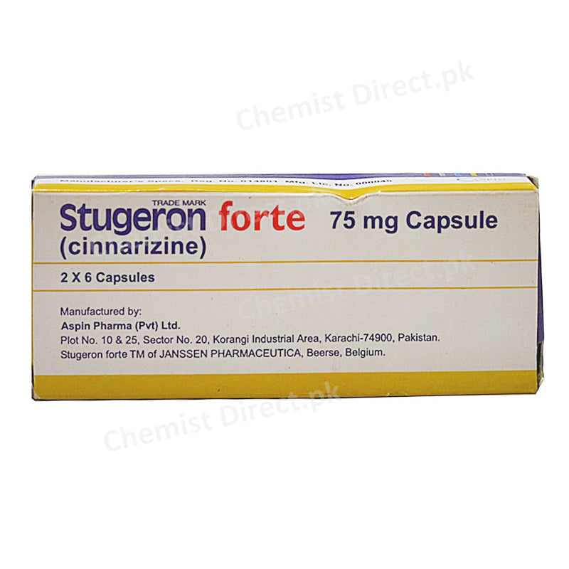 Stugeron Forte 75mg Capsules Cinnarizine Aspin Pharma