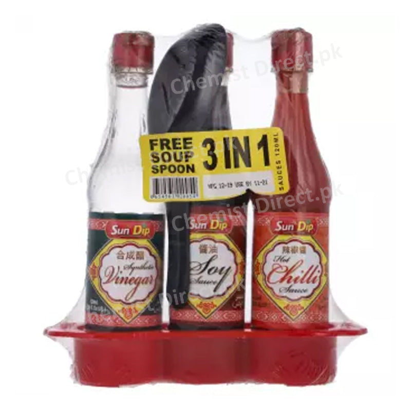 Sundip Vinegar Soy Sauce And Chilli 120Ml 3 Bottles Food