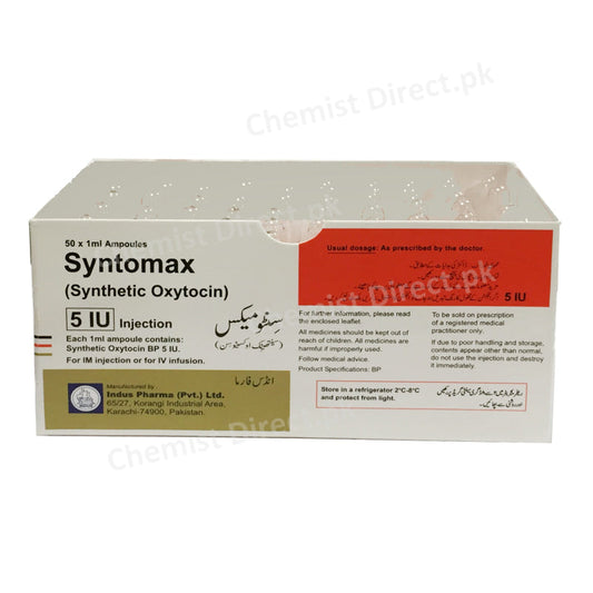 Syntomax Injection 100's Synthetic Oxytocin Indus Pharma 5 IU Labour Inducer