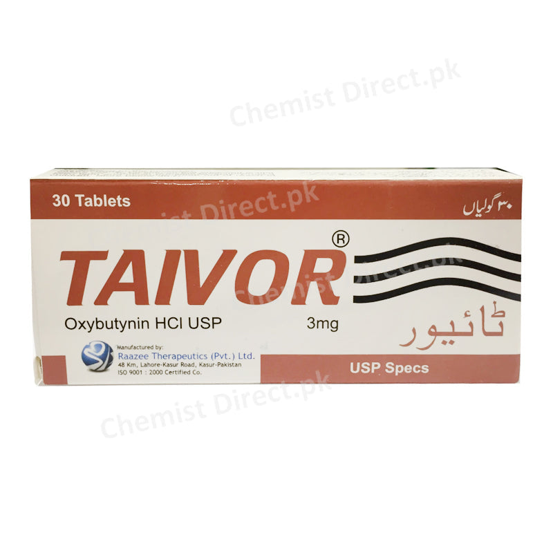 Taivor 3mg Tablet Raazee Therapeutics Pvt Ltd Antispasmodic Anti Cholinergic Oxybutynin Store At elow 25_C