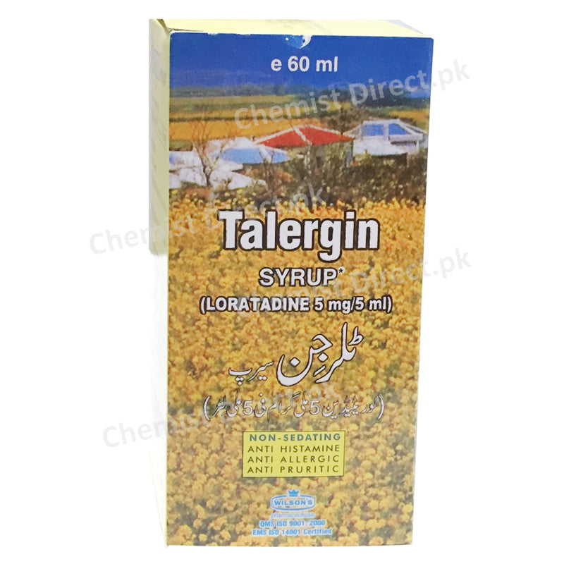 Talergin Syp 5mg  5ml 60ml Wilson_s Pharmaceuticals Anti Histamine Loratadine