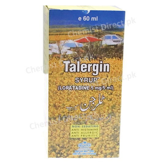Talergin Syp 5mg  5ml 60ml Wilson_s Pharmaceuticals Anti Histamine Loratadine