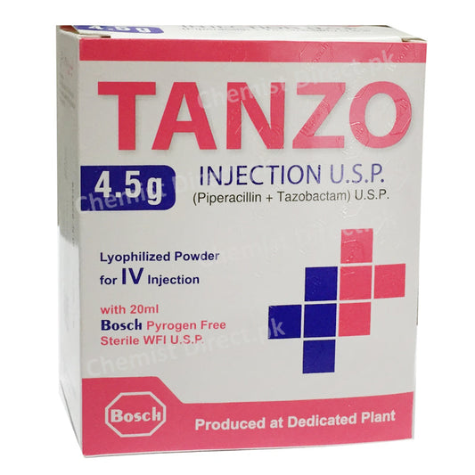     Tanzo 4.5mg Injection Pencillin Antibiotic Piperacillin 4gm_ Tazobactam 0.5gm