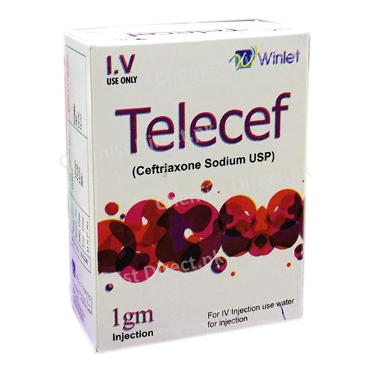 Telecef IV 1G Injection Ceftriaxone Sodium USP Winthrox Afarin Enterprises