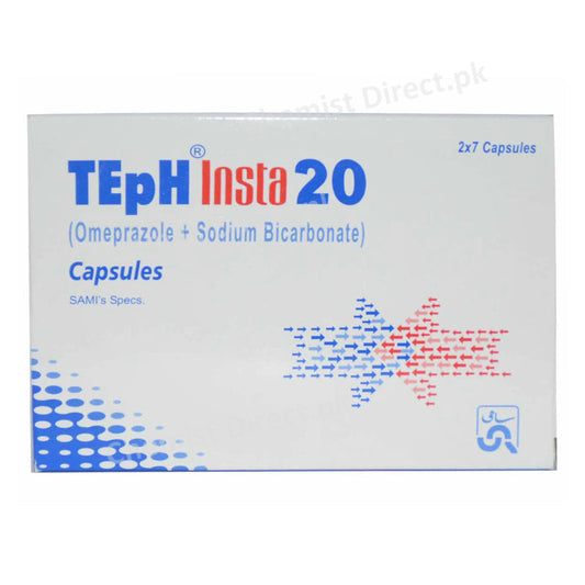 Teph Insta 20mg Capsule Sami Pharmaceuticals Ltd Anti Ulcerant Omeprazole 20mg_ Sodium Bicarbonate 1100mg