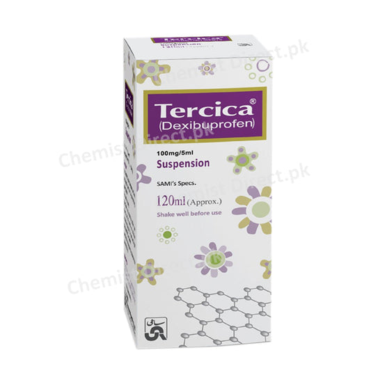 Tercica Syrup 100mg/5ml 120ml Suspension Dexibuprofen Nsaid Sami Pharma