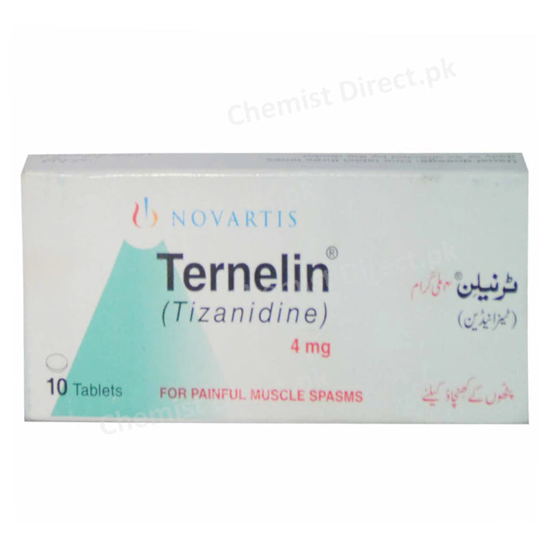 Ternelin 4mg Tablet Tizanidine Skeletal Muscle Relaxant Norvatis Pharma
