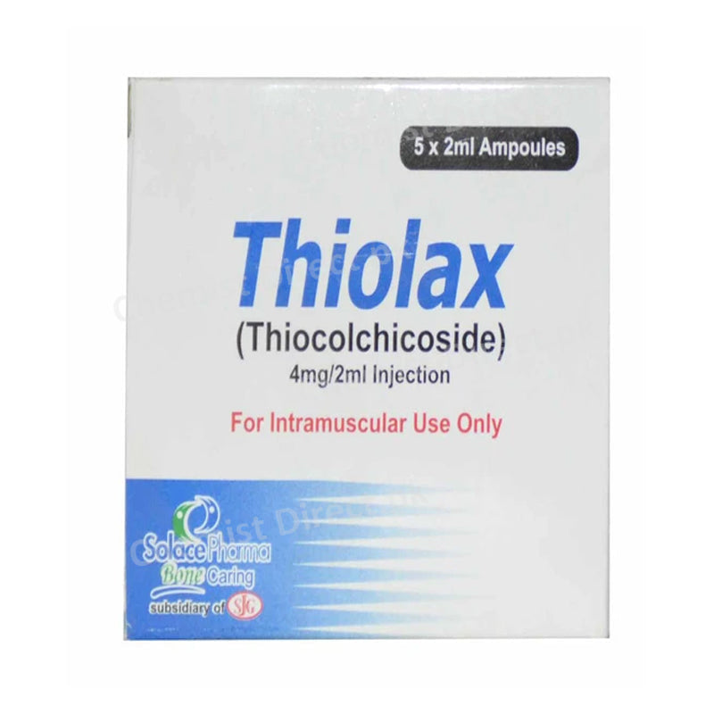 Thiolax 4mg/2ml Injection Muscle Relaxant Solace Pharma Thiocolchicoside