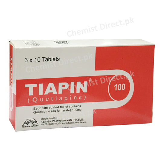 Tiapin 100mg Tablet Quetiapine Psychosis Adamjee Pharma