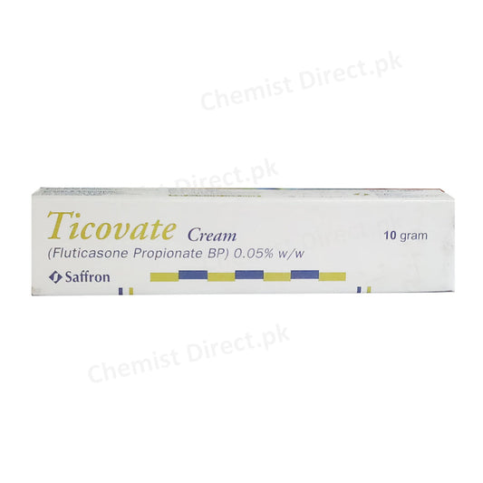 Ticovate Cream 10g Fluticasone Propionate BP 0.05% Corticosteroids Saffron Pharmaceutical