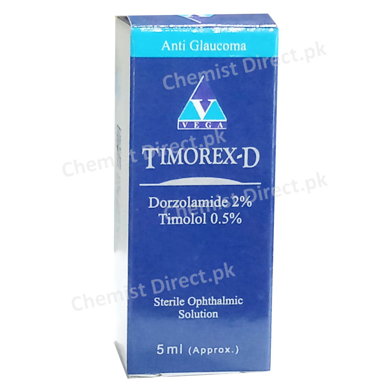 Timorex D Eye Drop Vega Pharmaceuticals Pvt._ Ltd Anti Glaucoma Timolol 5mg_ Dorzolamide 20mg
