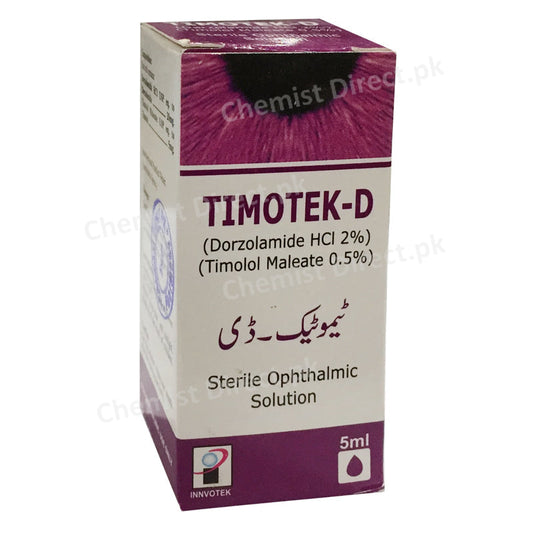     Timotek D 5ml Eye Drop Innvotek Pharmaceuticals Beta Blocker Glaucoma Timolol Maleate
