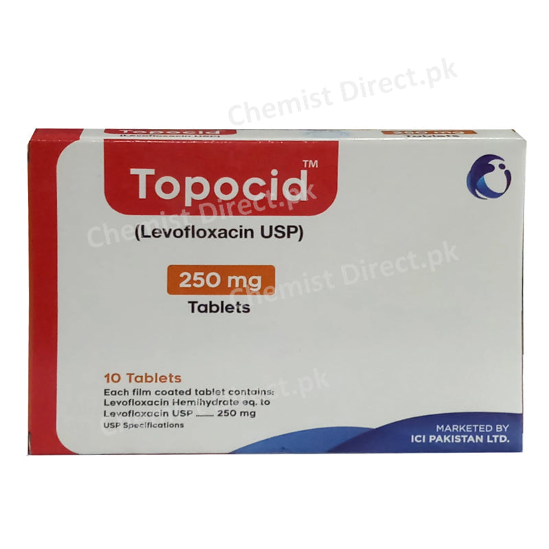 Topocid 250mg Tablet Levofloxacin USP Anti-bacterial ICI Pakistan